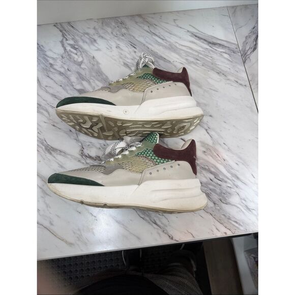 Alexander McQueen Green, Cream and Beige Mesh Runner Sneakers main image 4